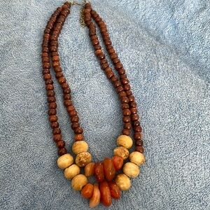 Vintage wood and stone necklace